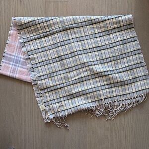 Large Pink Purple Yellow Gray Scarf Shawl 72”x24” Reversible Cold Winter New